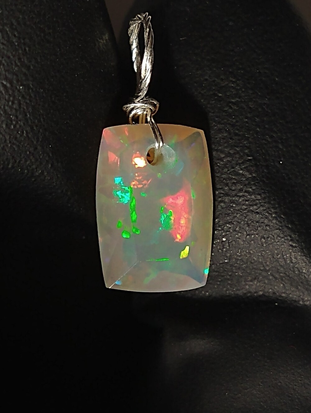 Natural Faceted Opal Gemstone Sterling Silver Pendant